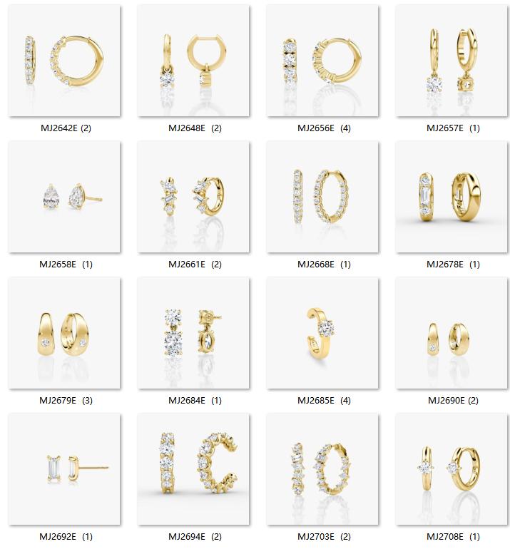 Elegant Women Jewelry 14K Solid Rose Gold Classic Hoops Earring Multi-Shape Lab Diamond Hoop Earrings