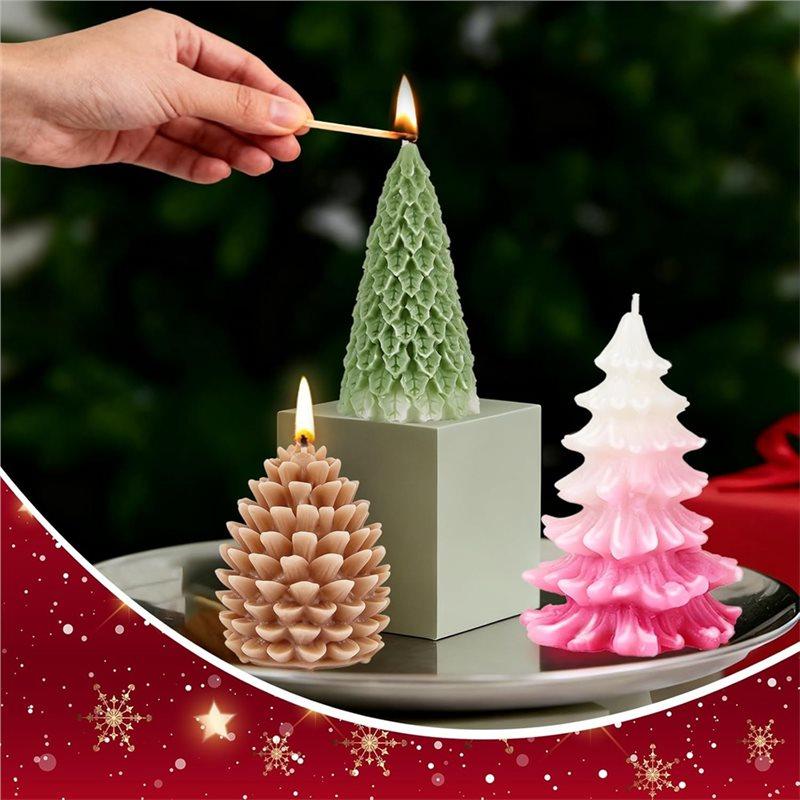 Premium-Silicone Molds 4PCS Christmas Tree Pine Cone For Candle Making, DIY Xmas Handmade For Candles