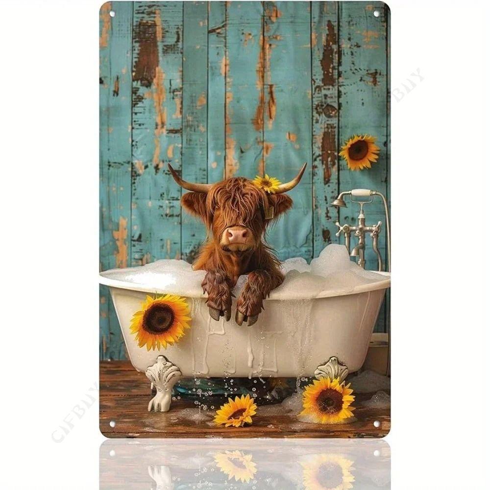 Vintage Animal Drawing Metal Tin Sign 2D Wall Art