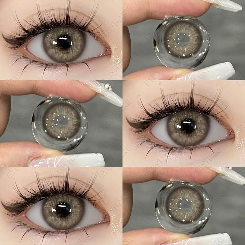 Eyeshare 1 Pair Miki Brown Contact Lenses Colored Lens Soft Contacts With Case Yearly Makeup