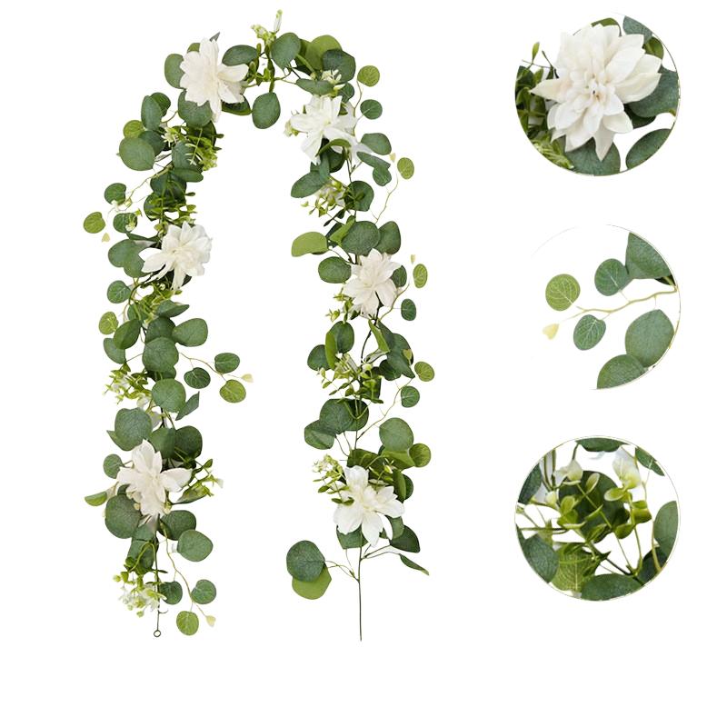 1PC 1.8m Artificial Eucalyptus Vine Fake Rose Flowers Gypsophila Garland For Wedding Home Party Craft Art Table Runner Decor