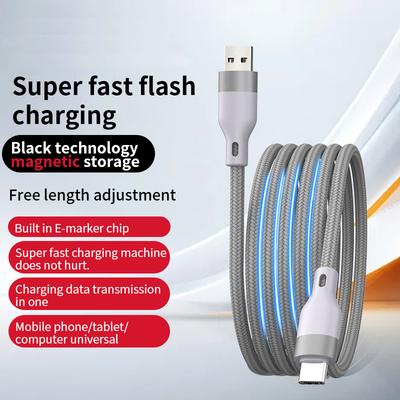 Hot Selling 60W 240W 5A Fast Charging USB Type C Magnetic Suction Braid Nylon Cable for Mobile Phone