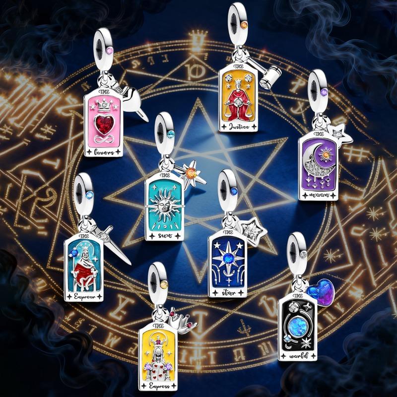 925 Silver Mysterious Fashion Tarot Card Series Charms Beads Fit Original Pan Bracelets Bangles Fine Jewelry Gift