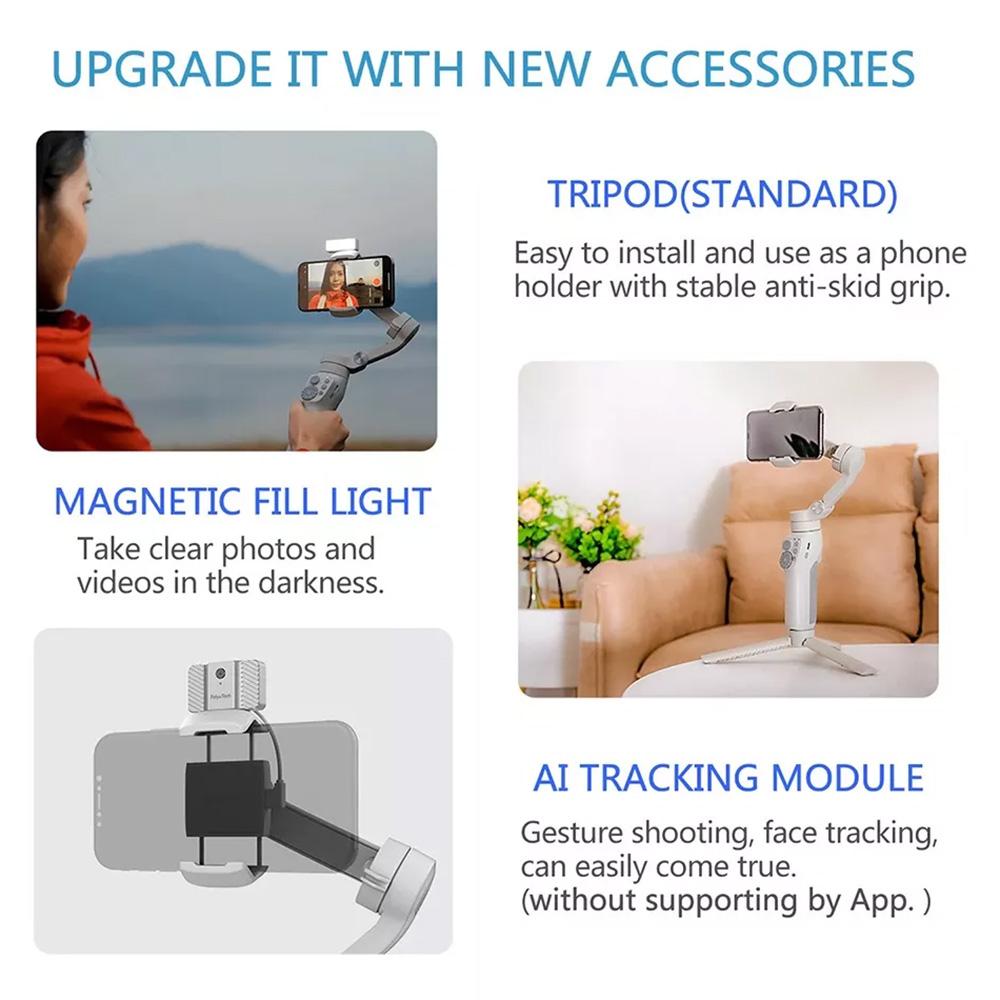 FeiyuTech Vimble 3 Built-In Extension Rod 3-Axis Smartphone Handheld Gimbal and Foldable for iPhone15 Pro Max/Samsung
