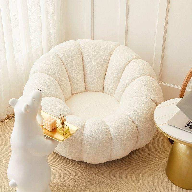 Cozy Pumpkin Single Sofa Chair: Recline & Relax in Lamb Wool Fabric