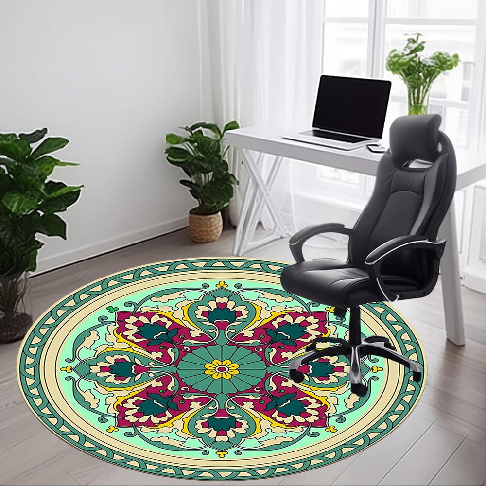 1PC Mandala Pattern Chair Carpet for Office, Indoor Non-Slip Washable Carpet, Soft Comfortable Mat For Office Room yy250930232