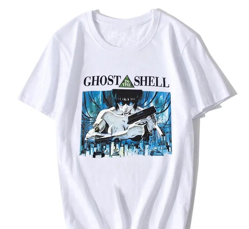 

Аниме 90-х Призрак в доспехах Женская футболка Кусанаги Мотоко Двусторонняя печать Одежда Футболка Уличная одежда Женская 4XL