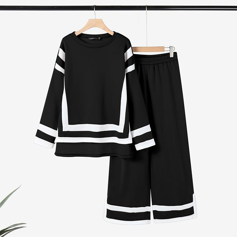 

ZANZEA Women Stripe Pullover Tops and Pants Casual Two Piece Suit Set Autumn Outfits S