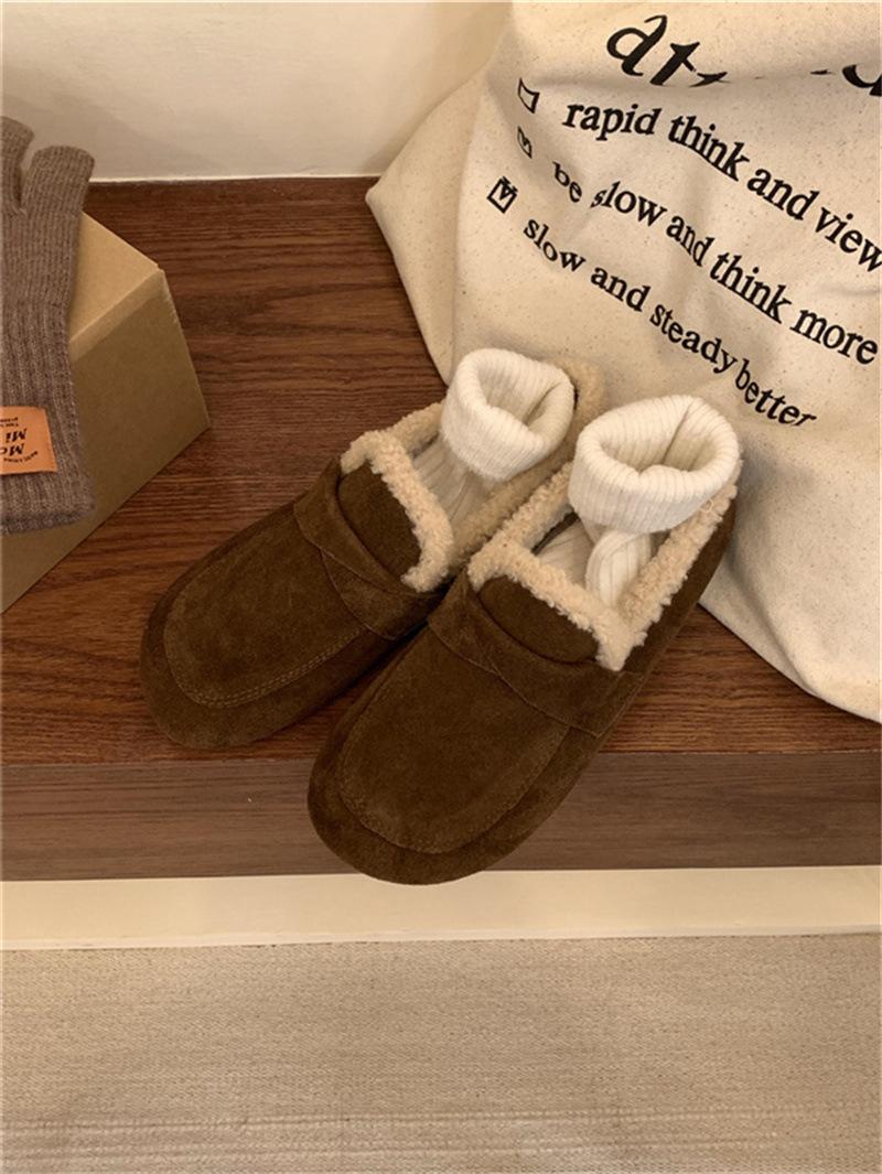 

2025 осень и зима новая теплая обувь балетки лоферы французский ретро Мэри Джейн Мао Мао 37 темно-коричневого