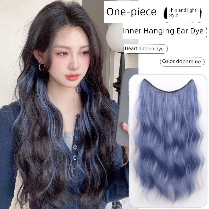 

Парик Набор Цельный Женский Цвет Дофамин Светлый и Бесшовный Натуральный Искусственный Волос Мелированный Окрашенный Аксессуары для Волос Окрашенная Прядь для Волос Curly hair version [soot Blue 50cm] thin one-piece