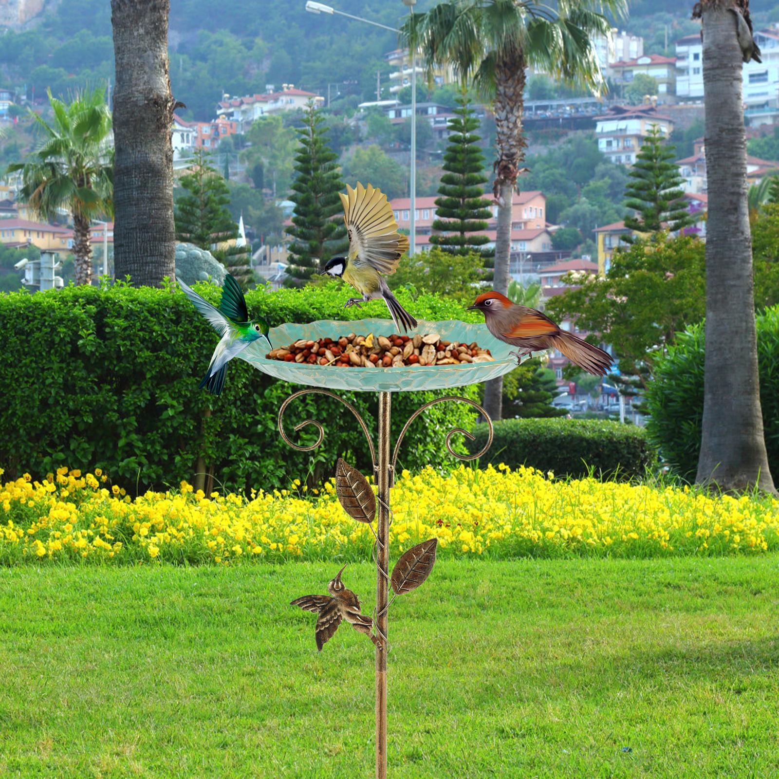 

Metal Bird Bath for Outside Vintage Birdbath with 5 Prongs Base Stake Versatile Outdoor Bird Bath for Garden Patio Yard Lawn