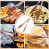 Cooking Wooden Tongs, Stainless Steel Non- Long Handle Wooden Tongs With Hanging Hole, Home Creative Cooking Tongs For Grilling, Serving, Mixing