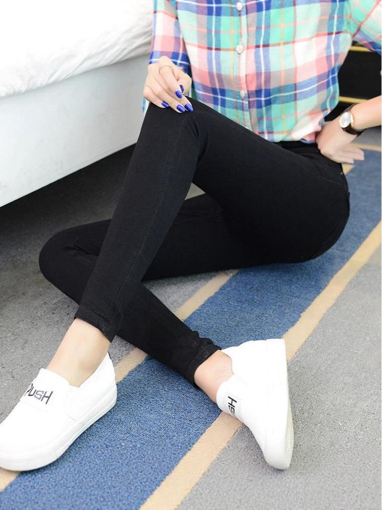 2025 Autumn Korean Style High-Waisted Women's Plus Size Stretch Skinny Jeans