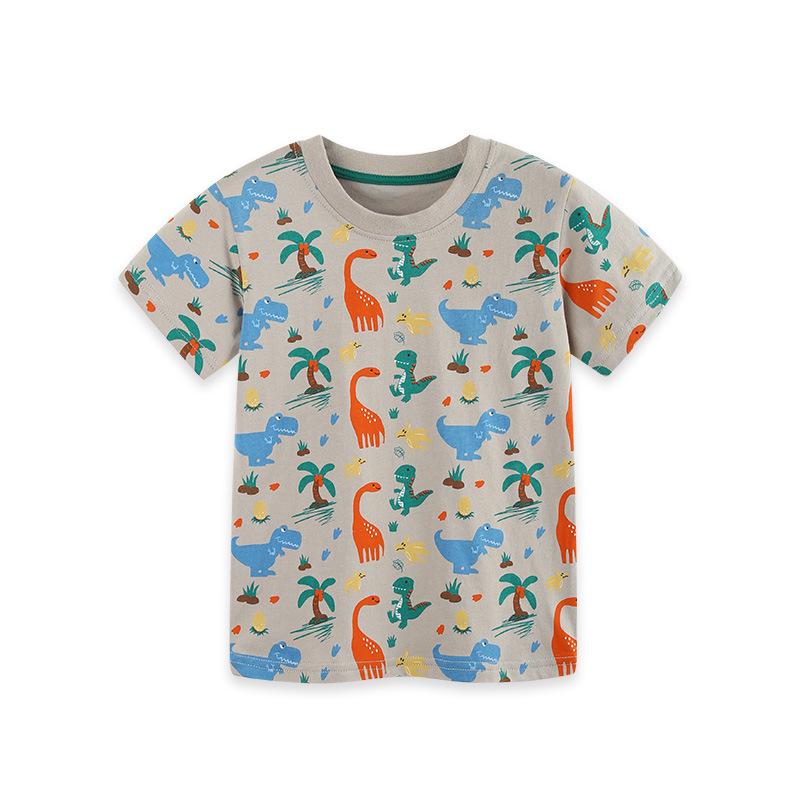 European & American Style Dinosaur Print Boys Short-Sleeve Cotton T-Shirt 5 Years (115 cm)