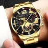 Men's Luminous Quartz Sports Watch with Steel Strap and Calendar