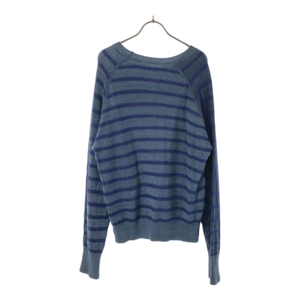 BLUE BLUE Made in Japan 100% wool border Long sleeve sweater 3 Blue knit Men's Used