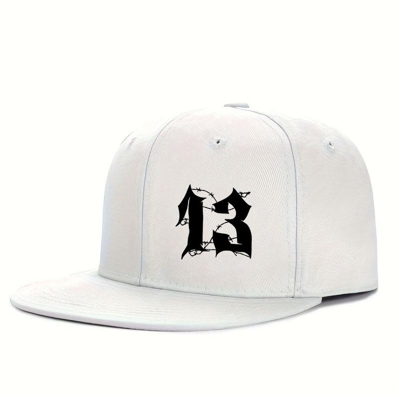 Casquette de Baseball Imprimée Numéro 13 Casquette Hip-Hop Urbain Mode Unisexe