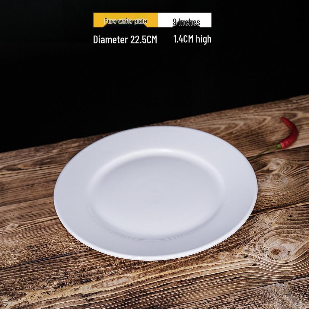 Steak Ceramic White Round Western Bone Plate - Shallow, Flat Tableware Dish for Household Use