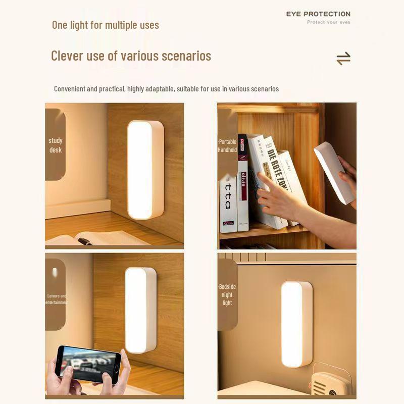 Intelligent Induction Night Light: Rechargeable Press-On Lamp for Dorms, Bedside, and Camping with Eye Protection