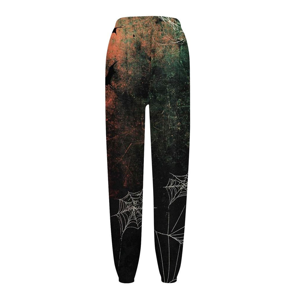 Damen Casual Fashion Halloween Printed Freizeithose Jogginghose Hose Kordelzug Elastische Taille Kordelzug Kordelzughose