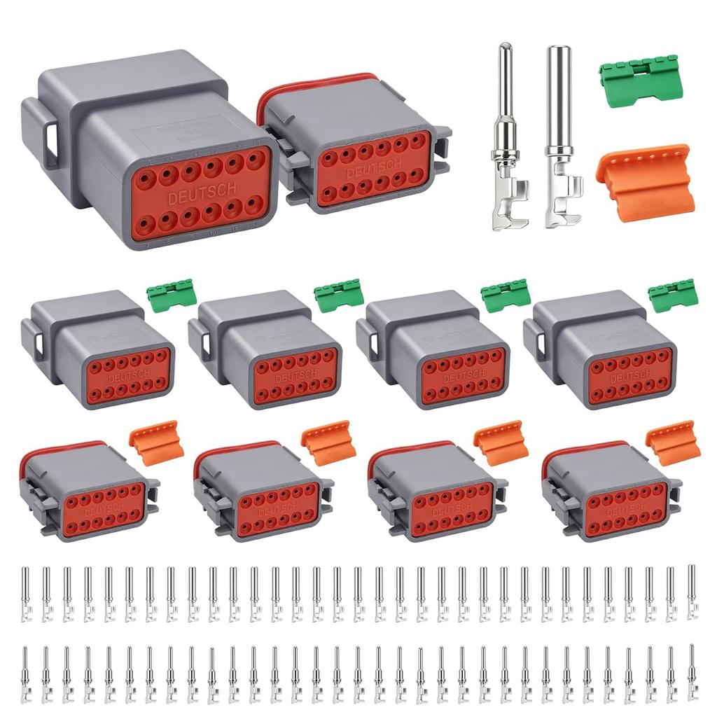 Deutsch DT 2 Pin Connector Kit 2pin Waterproof Automotive Wire Connectors | Gray Waterproof Electrical Wire Connector for Cars,