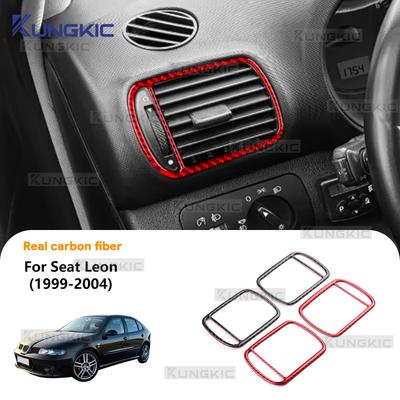Real Soft Carbon Fiber Sticker for Seat Leon MK1 1M 1999 2000 2001 2002 2003 2004 Car Center Console Side Air Outlet Accessories.