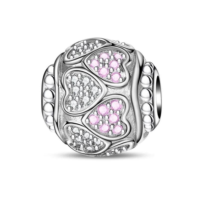 Ny Koppar Rosa Blomster Hängande Berlock Fjäril Hjärta Blomma Ros Fågel Pärla För Halsband Diy Armband Fint Smycke