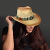 Western Styles Straw Hat Wide Border Hat Sun Protecting Beaded Straw Hat for Men and Women