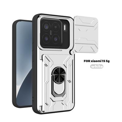 For Xiaomi 15 Case Camera Rotation Slide Card Slot Rotation Car Magnetic Ring Phone Case Protective Cover