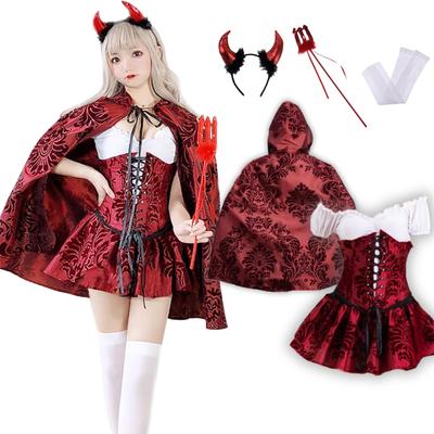 Milky Time Little Devil Cosplay Costume for Halloween, Christmas, and Santa, 6-Piece Set for Women