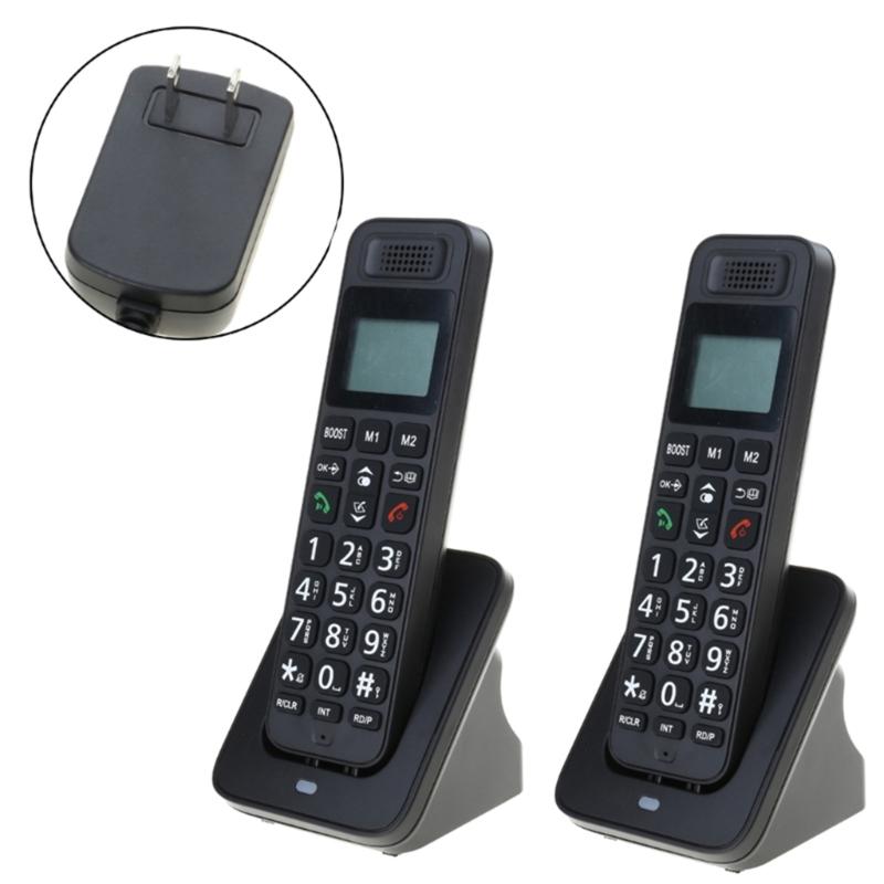 1Set Home Telephone 2 Handset Cordless Phone with Large LCD Display and Quick Dialing Function Efficient Communication