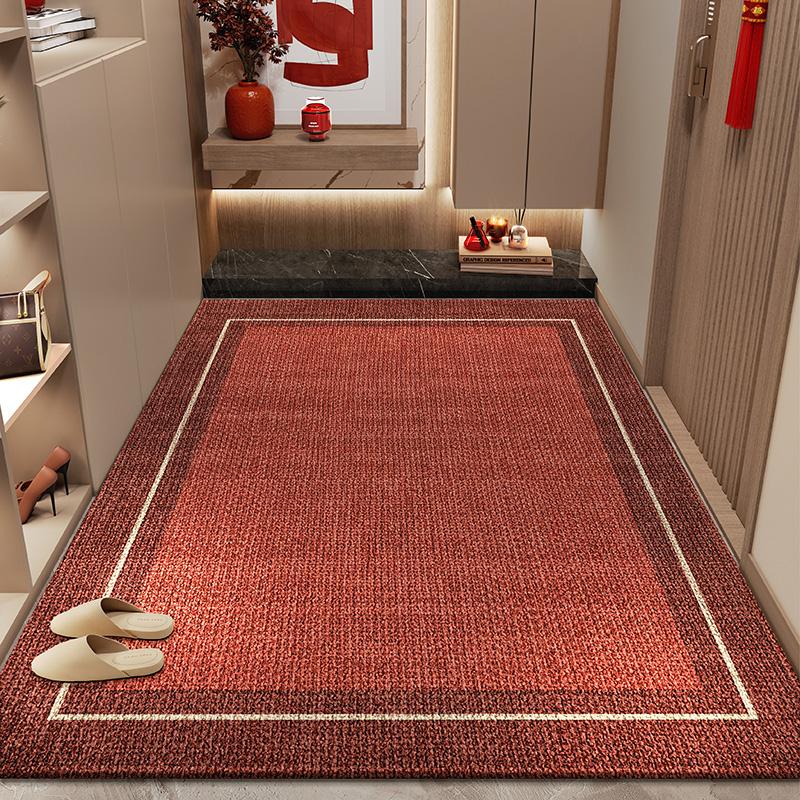 Red Plush Carpet Door Mat Non Slip Cuttable Welcome Doormat For Home Entryway Entrance Porch High End Festive Floor Mat