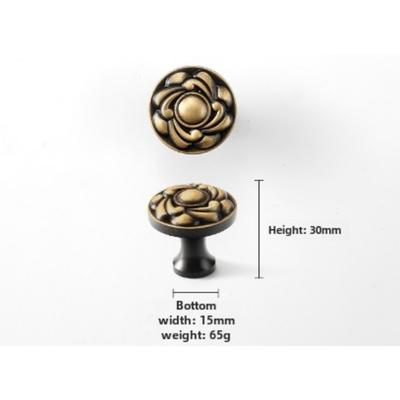 Türknöpfe für Küchenschränke, 2 Stück, Antik-Bronze, Blumen-Design, runde Schrankknöpfe, Vintage-Chic, bronzefarben, Schubladenknöpfe, Retro
