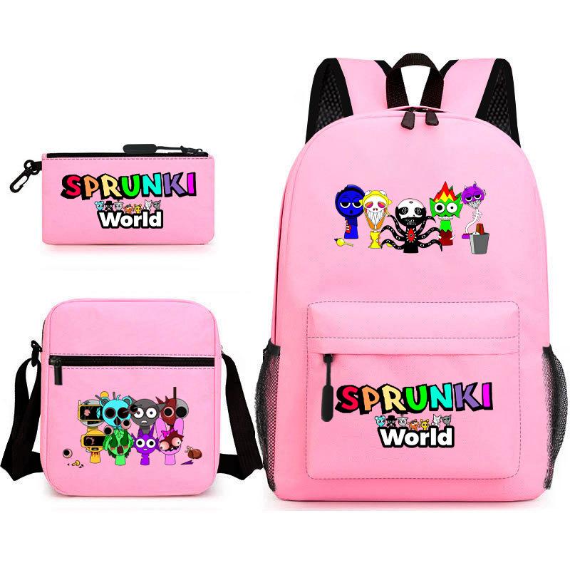 Rhythm Box Game Merchandise Elementary School Bag Sprunki Cartoon Starry Sky Backpack 3-piece Set D