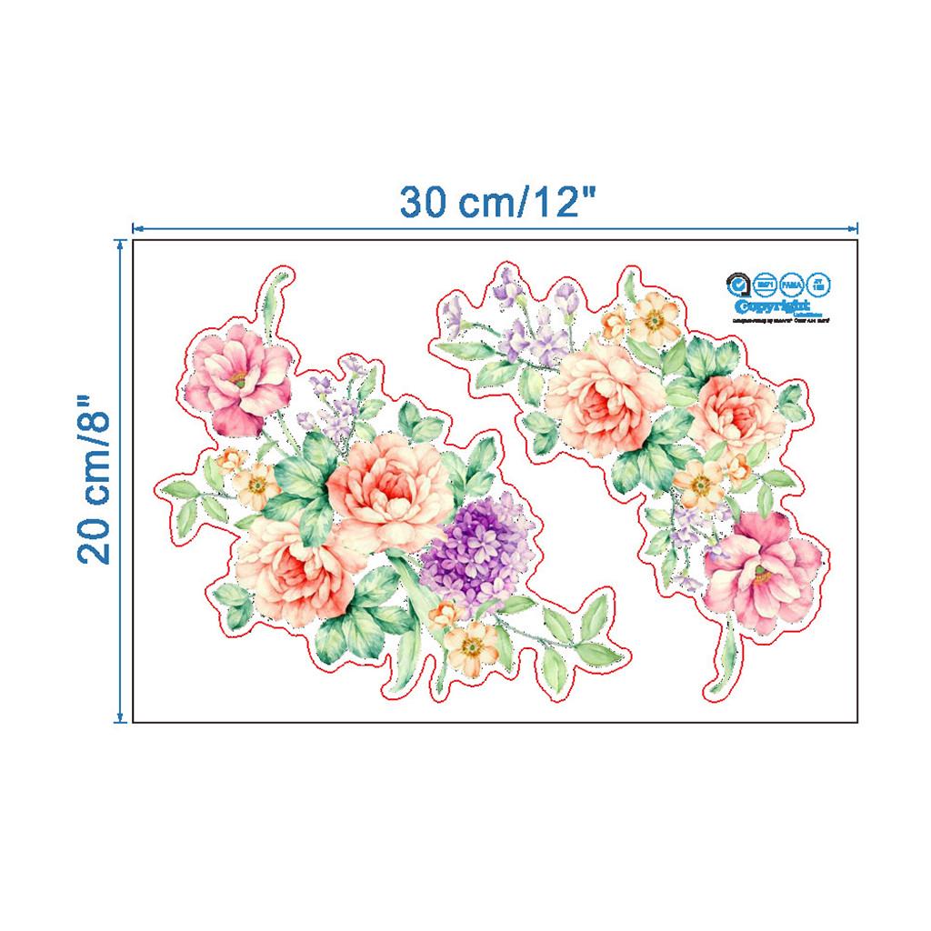 Colorful Flowers 3D Wall Stickers Beautiful Peony Fridge Stickers Toilet Decorat