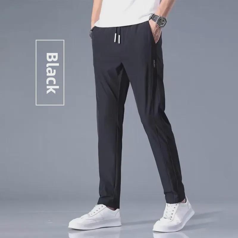 

Мужские повседневные брюки Xiaxiu Ice Silk: Дышащие, прямые, свободные, спортивные брюки с девятью точками XXXL 150-165 jin