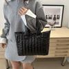 Large Capacity Tote Bag For Women Cotton Padded Nylon Handbag Solid Color Casual Elegant Shoulder Bag Fashion Purse