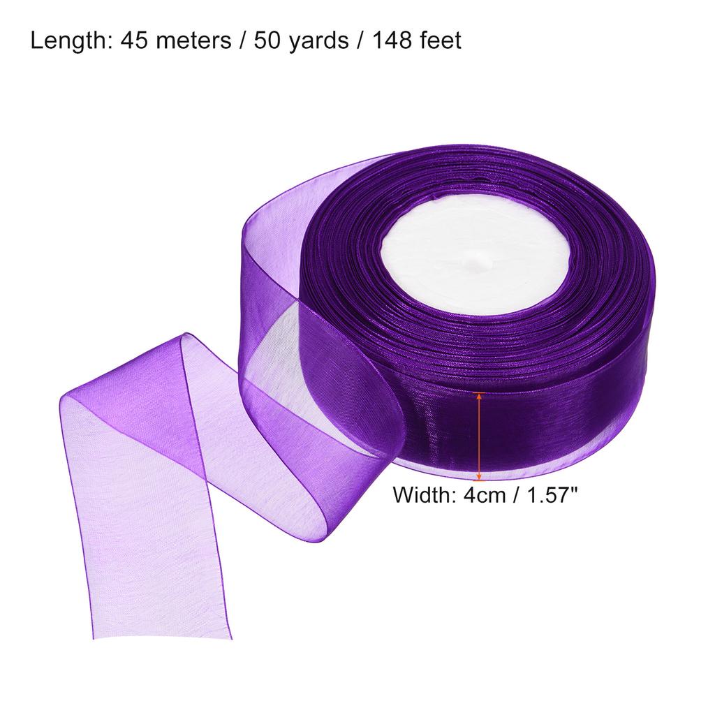 Sheer Organza Ribbon Chiffon Decoration Fabric for Gift Wrapping Crafts Wedding Bouquet 1-37/64 Inch 50 Yard 1 Roll
