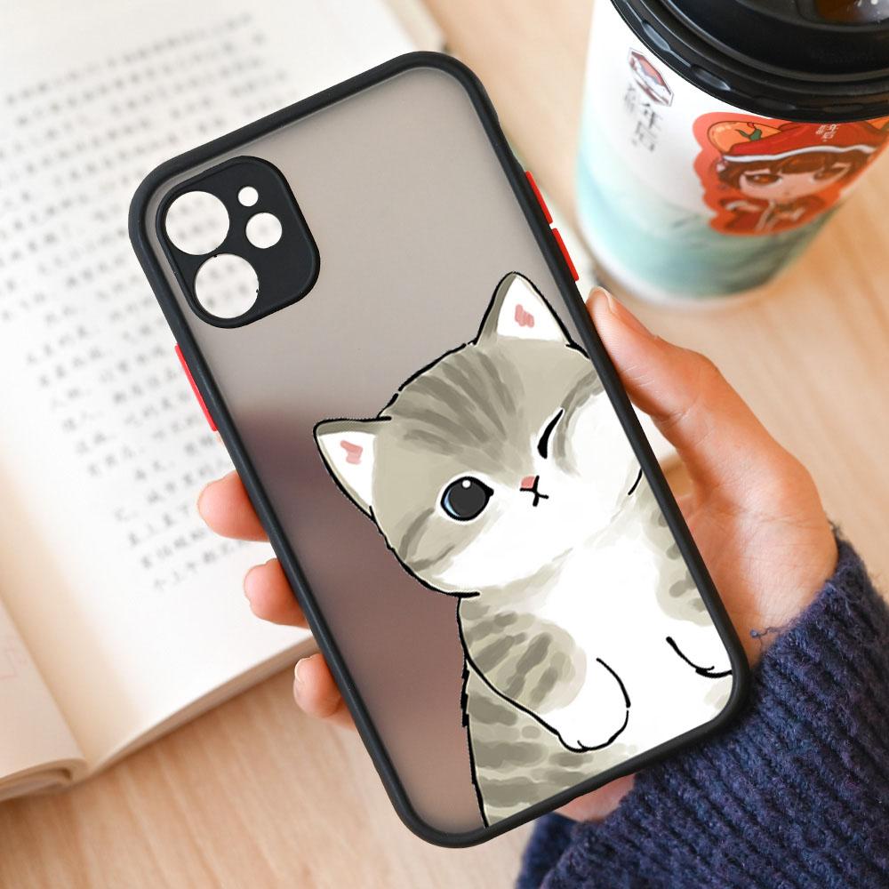 Cute Animal Cat Couple Phone Case For iPhone 17 16 15 11 12 13 14 Pro Max Mini 7 8 Plus SE Air Cartoon Hard Matte Cover Fundas