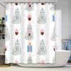 White Printed Shower Curtain With Cute Cat Party Hats Design Bathroom Decor For Home Decoration (Size: 180X240Cm)