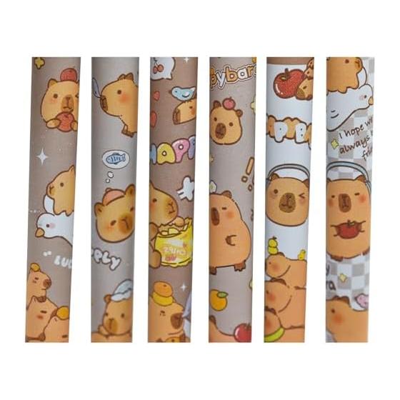 12 Pcs Cute Capybara Gel Pens, Black Ink, 0.5mm Fine Point, Smooth Writing, Kawaii Animal Design, Ideal for Students, Kids, Party Favors, Gifts,