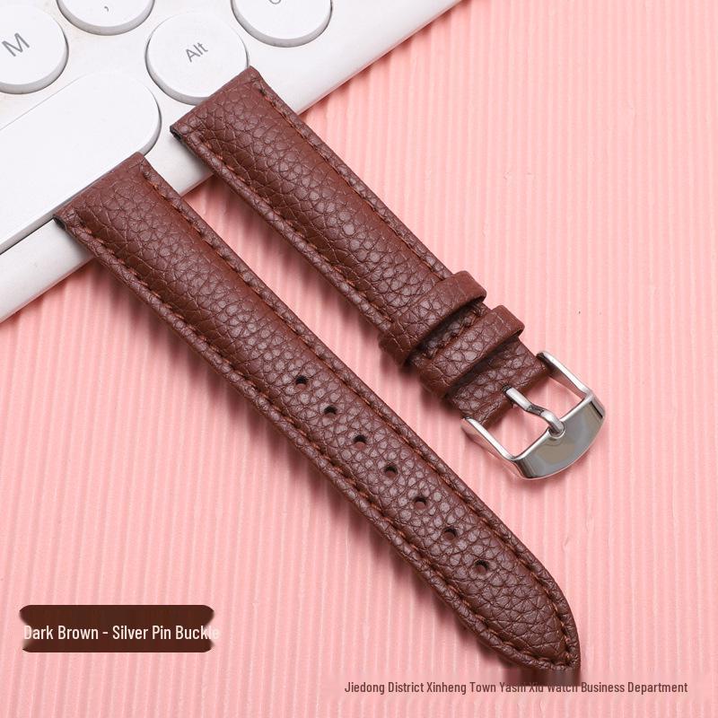 

Premium Genuine Leather Lychee Grain Watch Strap, Soft Double-Sided, Business Style, Available in Multiple Colors, Sizes 10-24mm 12mm