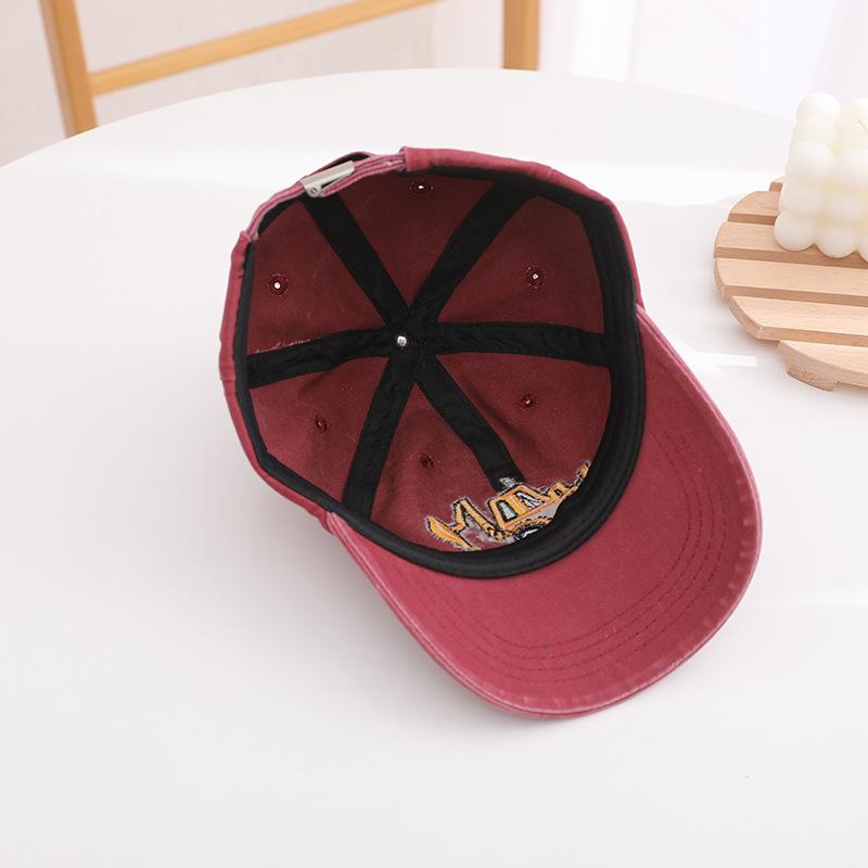 4-7Y Cartoon Car Children Baseball Hat Retro Washed Cotton Kids Sunshade Peaked Cap Solid Color Boys Girls Visors Caps