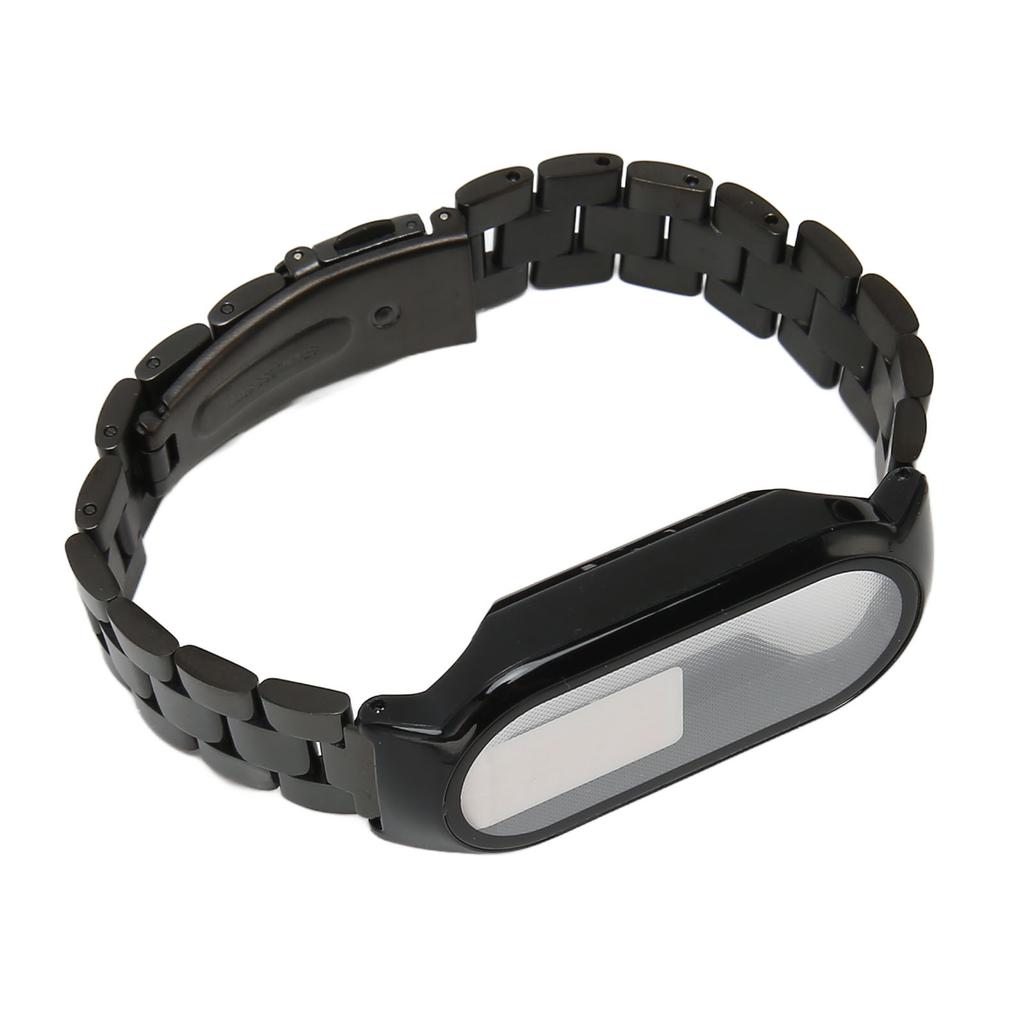 Uhrarmband Einfach Verstellbar Vollschutz Edelstahl Ersatzarmband für Mi Band 7 Schwarz