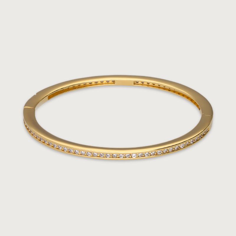 Herinov 14K Gold Eternity Pavé Bangle - White Diamond Colored Cubic
