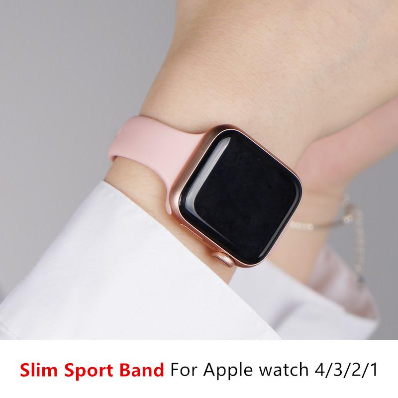 Soft Slim Silicone Sports Band for Apple Watch 5 4 3 2 1 38MM 42MM Bands Rubber Watchband Strap for Iwatch Series 5 4 40mm 44mm