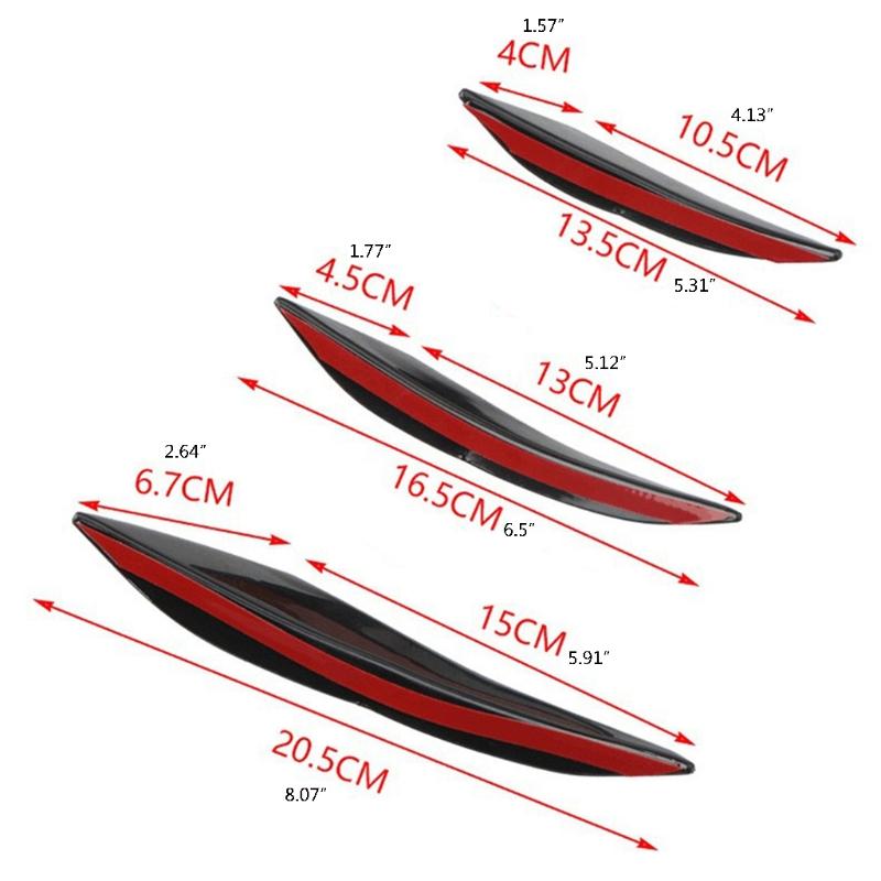 6 Teile/satz Universal Auto Vorderen Stoßfänger Lippe Dekoration Diffusor Splitter Fin Aerodynamische Flügel Körper Spoiler Winglet Blade Trim