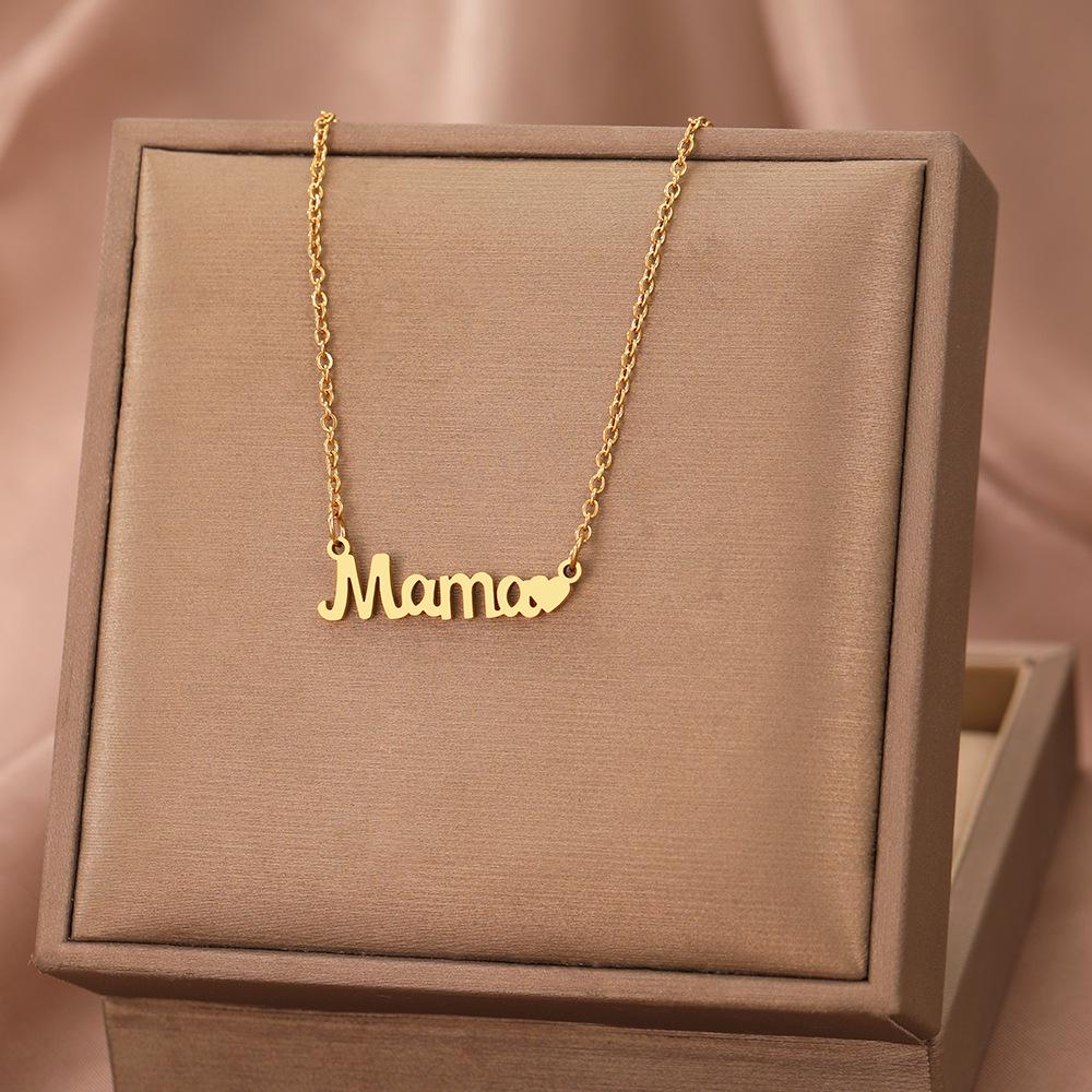 

Stainless Steel Mama Pendant Necklace - Cutout English Letter Design, High-End Clavicle Chain, Women s Unique Style.