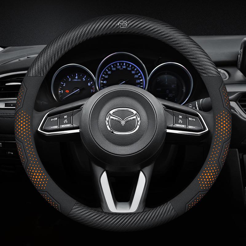 2025 Heiße Kohlefaser Wildleder Auto Lenkradabdeckung Für Mazda 3 5 6 SKYACTIV Axela Atenza CX30 CX5 CX8 CX9 MX5 RX8 RX7 BT50 Acc