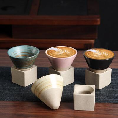 Creative Vintage Ceramic Coffee Mugs 100ml with Base Afternoon Tea Cup Triangular Cone Shape Coffee Cup Home